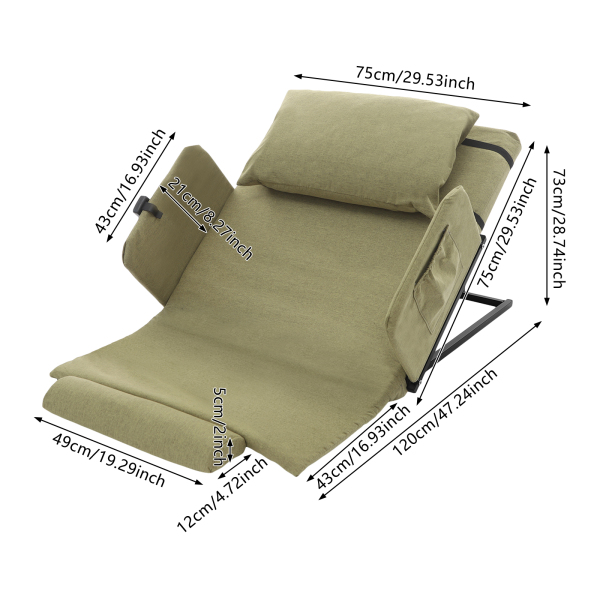 Respaldo de cama ajustable con elevación eléctrica, respaldo de cama con elevación eléctrica, respaldo auxiliar eléctrico + reposabrazos fijo (verde)