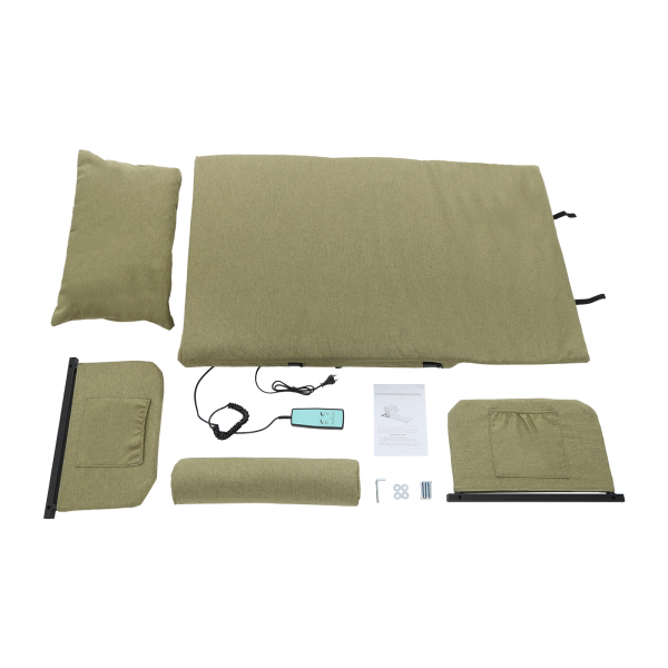 Respaldo de cama ajustable con elevación eléctrica, respaldo de cama con elevación eléctrica, respaldo auxiliar eléctrico + reposabrazos fijo (verde)