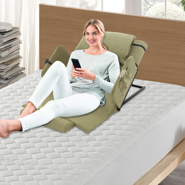 Respaldo de cama ajustable con elevación eléctrica, respaldo de cama con elevación eléctrica, respaldo auxiliar eléctrico + reposabrazos fijo (verde)