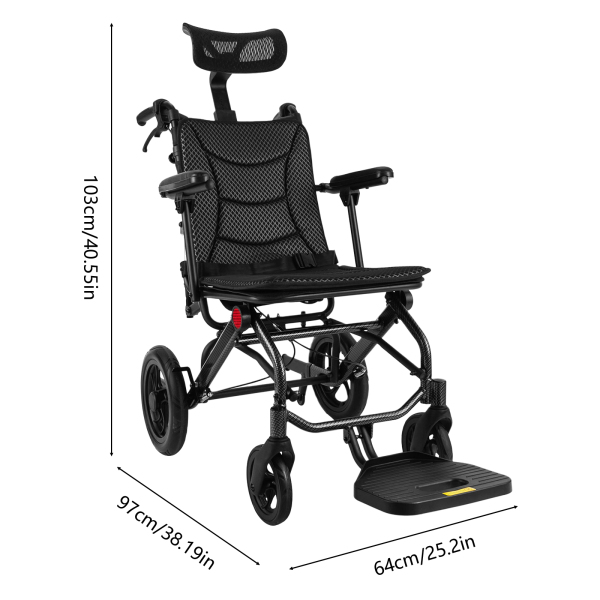 Sillas de ruedas reclinables AC976LG(12)-46, silla de ruedas plegable de transporte para personas mayores, silla de ruedas reclinable para adultos