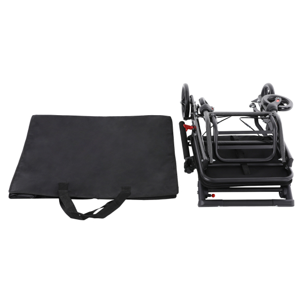 Silla de ruedas plegable negra para transporte, silla de ruedas portátil para viajes, silla de ruedas plegable para transporte con bolsa de almacenamiento