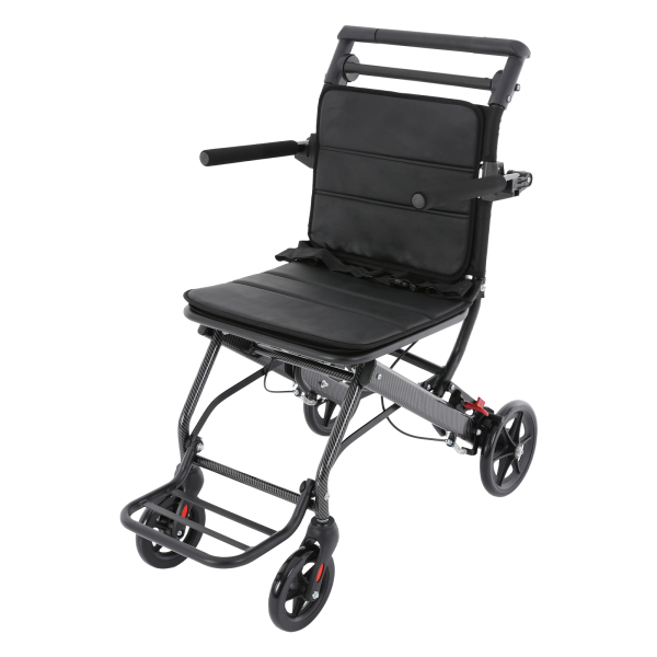 Silla de ruedas plegable negra para transporte, silla de ruedas portátil para viajes, silla de ruedas plegable para transporte con bolsa de almacenamiento