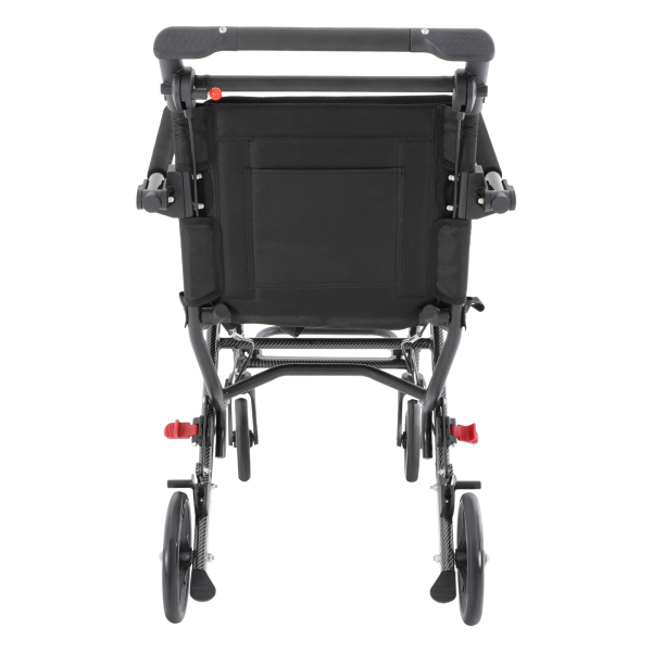 Silla de ruedas plegable negra para transporte, silla de ruedas portátil para viajes, silla de ruedas plegable para transporte con bolsa de almacenamiento