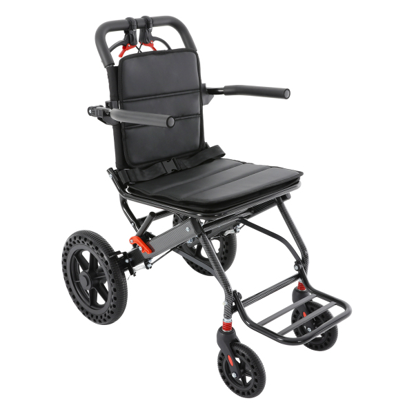 Silla de ruedas de transporte plegable con neumáticos de panal de 100 kg, silla de ruedas portátil para viajes con bolsa de almacenamiento Silla de ruedas de transporte plegable con neumáticos de panal de 100 kg, silla de ruedas portátil para viajes con bolsa de almacenamiento