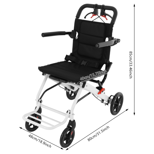 Silla de ruedas de transporte plegable ligera, silla de ruedas de transporte plegable con bolsa de viaje, silla de ruedas de viaje portátil para caminar, excursiones, viajes