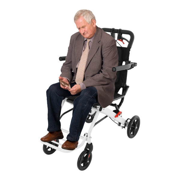 Silla de ruedas de transporte plegable ligera, silla de ruedas de transporte plegable con bolsa de viaje, silla de ruedas de viaje portátil para caminar, excursiones, viajes