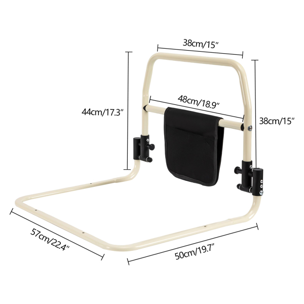 Barandilla de cama plegable para personas mayores, rejilla lateral, asideros de apoyo, ayuda para levantarse, máx. 136 kg