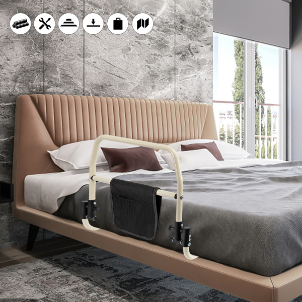 Barandilla de cama plegable para personas mayores, rejilla lateral, asideros de apoyo, ayuda para levantarse, máx. 136 kg