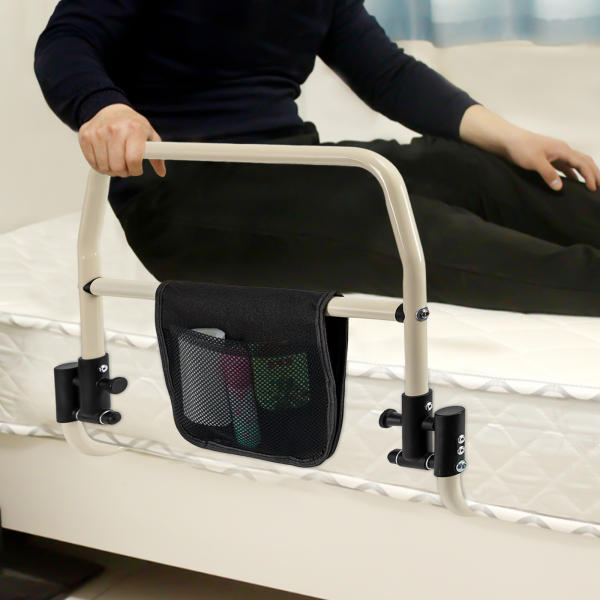 Barandilla de cama plegable para personas mayores, rejilla lateral, asideros de apoyo, ayuda para levantarse, máx. 136 kg