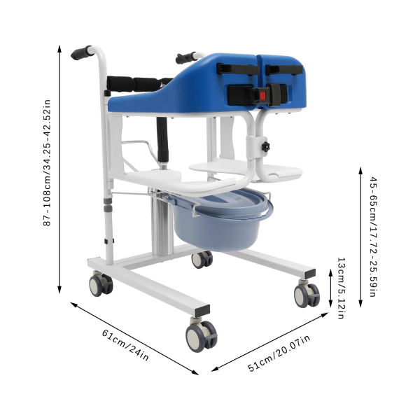 Silla de ruedas hidráulica de elevación de pacientes para el hogar, Capacidad de carga: Dentro de 90kg, Altura: 87-106 cm