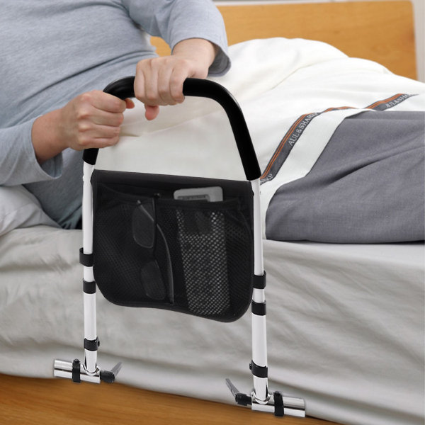 Barandilla de cama para ancianos, barandilla de cama Barandilla de apoyo plegable Protección lateral con organizador Barandilla de cama para ancianos, barandilla de cama Barandilla de apoyo plegable Protección lateral con organizador