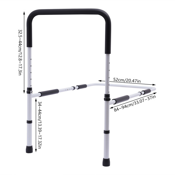 Barandilla de ayuda en la cama, Asidero de seguridad ajustable para prevenir caídas, Anchura ajustable: 84-94cm, Blanco Barandilla de ayuda en la cama, Asidero de seguridad ajustable para prevenir caídas, Anchura ajustable: 84-94cm, Blanco
