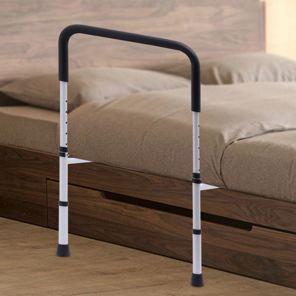 Barandilla de ayuda en la cama, Asidero de seguridad ajustable para prevenir caídas, Anchura ajustable: 84-94cm, Blanco