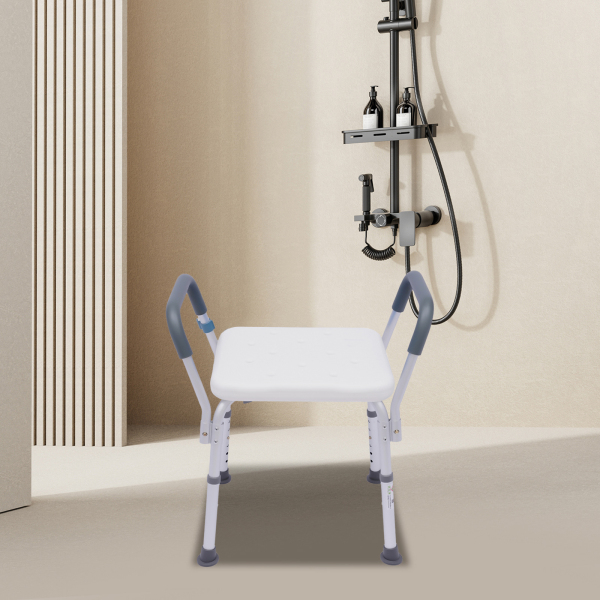 Silla de ducha con reposabrazos, taburete de ducha, carga máxima, 150 kg, para personas mayores y discapacitadas, ergonómicos, antideslizantes
