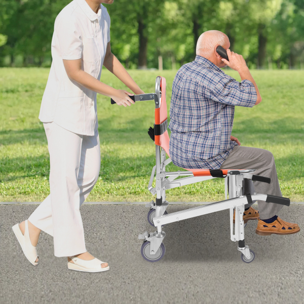 Silla de Escalera Plegable EMS, Silla de Ruedas para Subir Escaleras, Silla de Transporte Plegable para Escaleras - Naranja