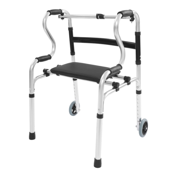 Andador con ruedas ajustable, andador plegable para personas mayores, andador de pie.