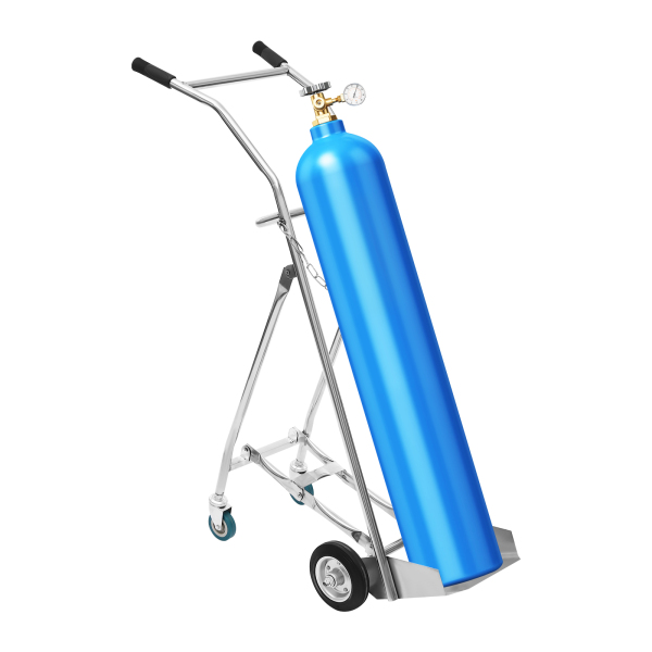 Carro para cilindros de oxígeno, carrito para tanques de oxígeno, carrito para cilindros de oxígeno utilizado en residencias de ancianos y hospitales.