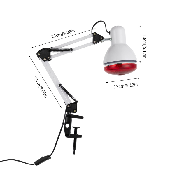 Lámpara de infrarrojos, Terapia de luz infrarroja, Temperatura de calentamiento, Alrededor de 100℃, 220V, 150W, Blanco