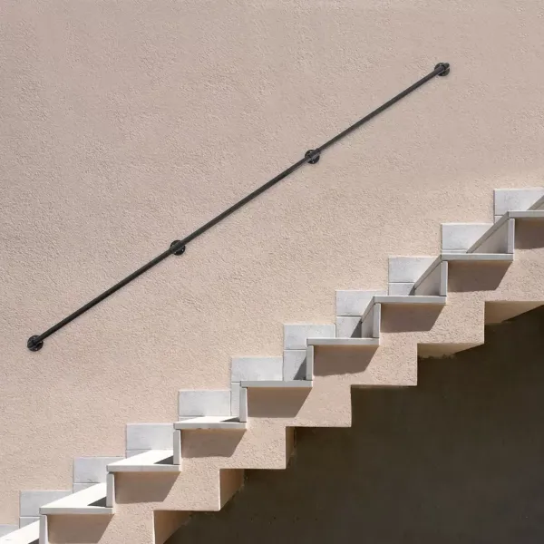 9FT Barandilla industrial de metal negro pasamanos de escalera pasamanos de pared para niños, adultos y personas mayores