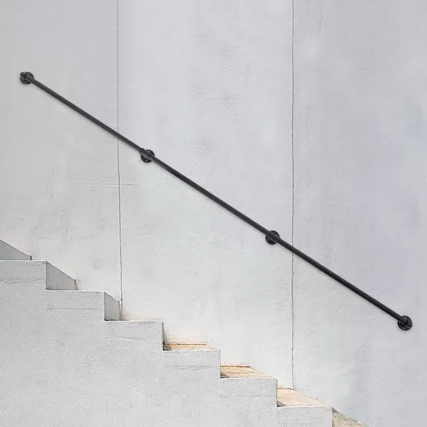 9FT Barandilla industrial de metal negro pasamanos de escalera pasamanos de pared para niños, adultos y personas mayores 9FT Barandilla industrial de metal negro pasamanos de escalera pasamanos de pared para niños, adultos y personas mayores