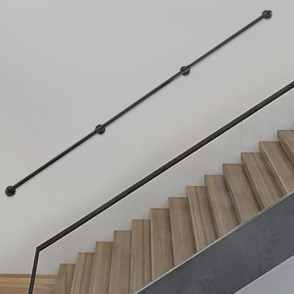 9FT Barandilla industrial de metal negro pasamanos de escalera pasamanos de pared para niños, adultos y personas mayores 9FT Barandilla industrial de metal negro pasamanos de escalera pasamanos de pared para niños, adultos y personas mayores
