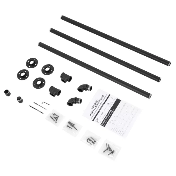 9FT Barandilla industrial de metal negro pasamanos de escalera pasamanos de pared para niños, adultos y personas mayores