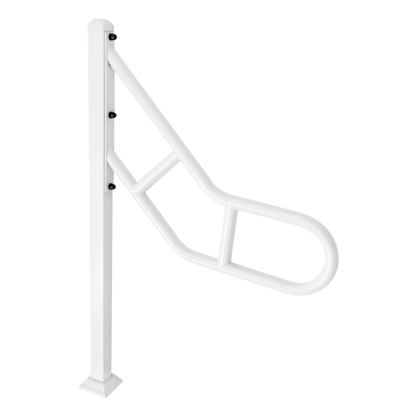 Barandilla de un solo poste, Barandilla de escalera exterior para peldaños, Barandilla de escalera en forma de U, Blanco