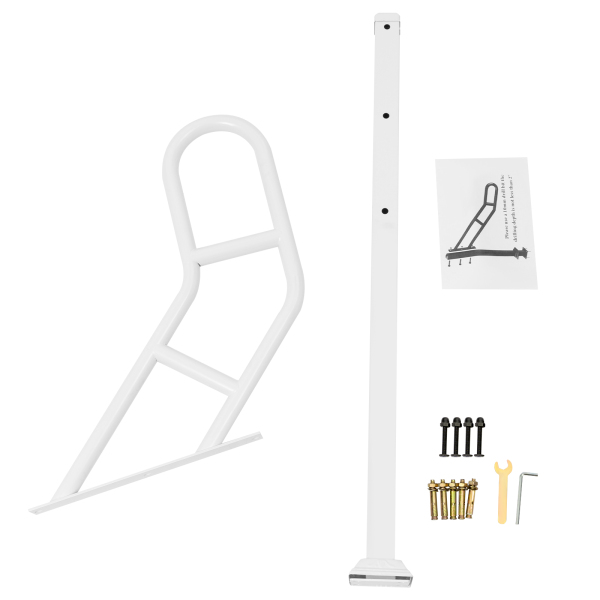 Barandilla de un solo poste, Barandilla de escalera exterior para peldaños, Barandilla de escalera en forma de U, Blanco