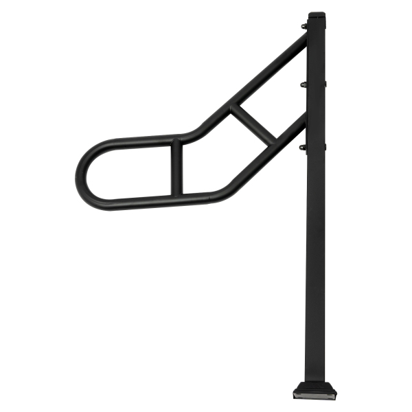 Barandilla de un solo poste, Barandilla de escalera exterior para peldaños, Barandilla de escalera en forma de U, Negro