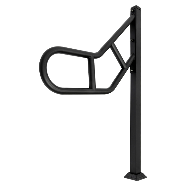 Barandilla de un solo poste, Barandilla de escalera exterior para peldaños, Barandilla de escalera en forma de U, Negro