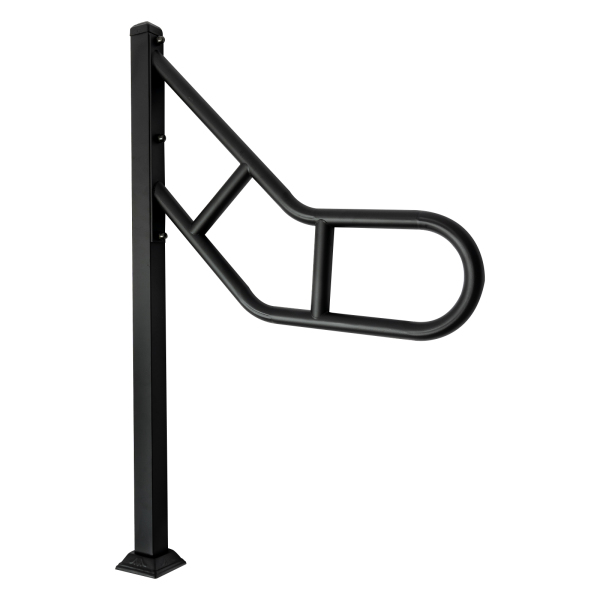 Barandilla de un solo poste, Barandilla de escalera exterior para peldaños, Barandilla de escalera en forma de U, Negro