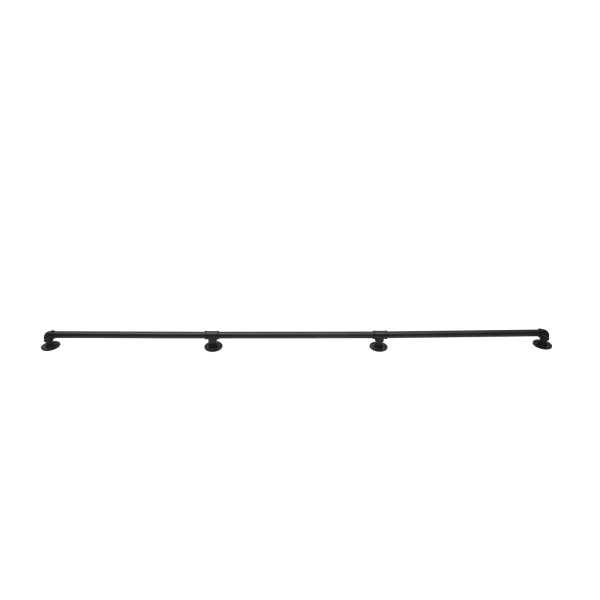 Pasamanos de tubo, metal resistente con capacidad de carga, 8 pies, 3 secciones, Distancia a la pared 8cm, Negro
