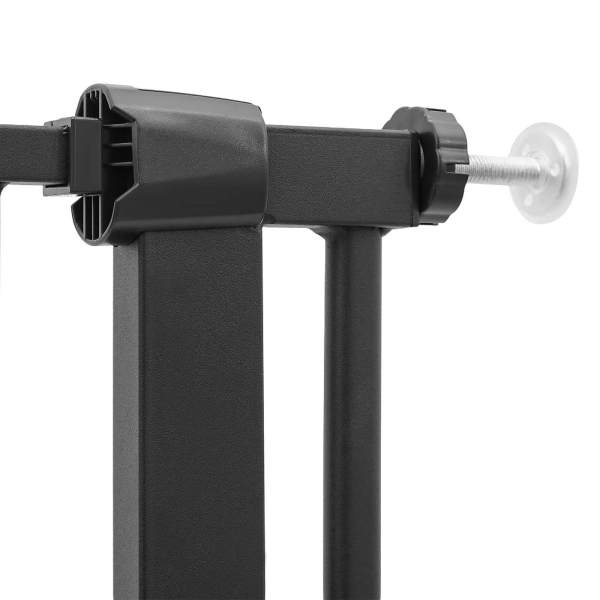 Puerta extensible negra para mascotas de 150 cm, barrera de alta seguridad para perros y gatos - Fácil de instalar Puerta extensible negra para mascotas de 150 cm, barrera de alta seguridad para perros y gatos - Fácil de instalar