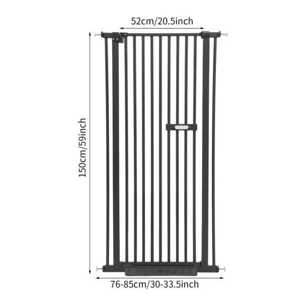 Puerta extensible negra para mascotas de 150 cm, barrera de alta seguridad para perros y gatos - Fácil de instalar Puerta extensible negra para mascotas de 150 cm, barrera de alta seguridad para perros y gatos - Fácil de instalar