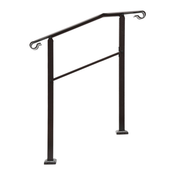 98*96cm Pasamanos para exteriores, pasamanos de escalera, pasamanos de 3 escalones Marrón hierro