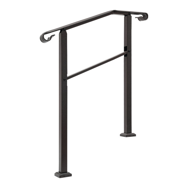 98*96cm Pasamanos para exteriores, pasamanos de escalera, pasamanos de 3 escalones Marrón hierro