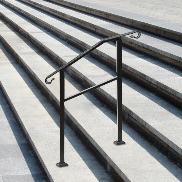 Pasamanos de 98*96 cm para exteriores, pasamanos de escalera, pasamanos de 3 escalones Negro