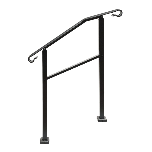 Pasamanos de 98*96 cm para exteriores, pasamanos de escalera, pasamanos de 3 escalones Negro