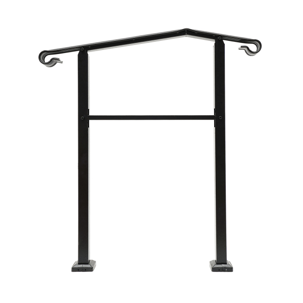 Pasamanos de 98*96 cm para exteriores, pasamanos de escalera, pasamanos de 3 escalones Negro