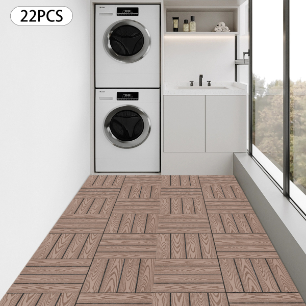 Tarimas, 22 piezas, Tarimas de WPC, Suelos de madera plástica, 20 mm de grosor, Cuadrado, Color: Café Tarimas, 22 piezas, Tarimas de WPC, Suelos de madera plástica, 20 mm de grosor, Cuadrado, Color: Café