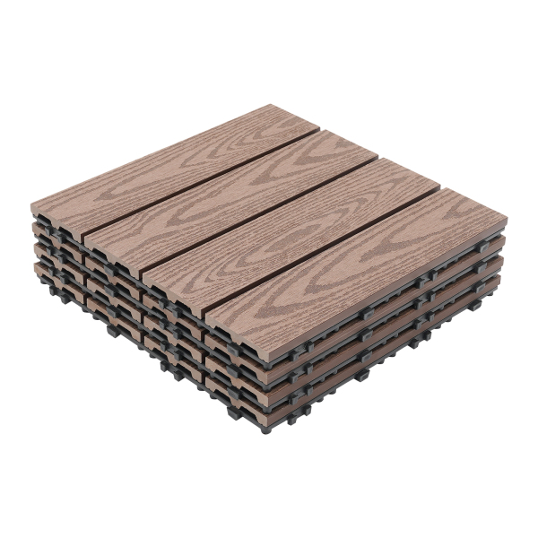 Tarimas, 22 piezas, Tarimas de WPC, Suelos de madera plástica, 20 mm de grosor, Cuadrado, Color: Café Tarimas, 22 piezas, Tarimas de WPC, Suelos de madera plástica, 20 mm de grosor, Cuadrado, Color: Café