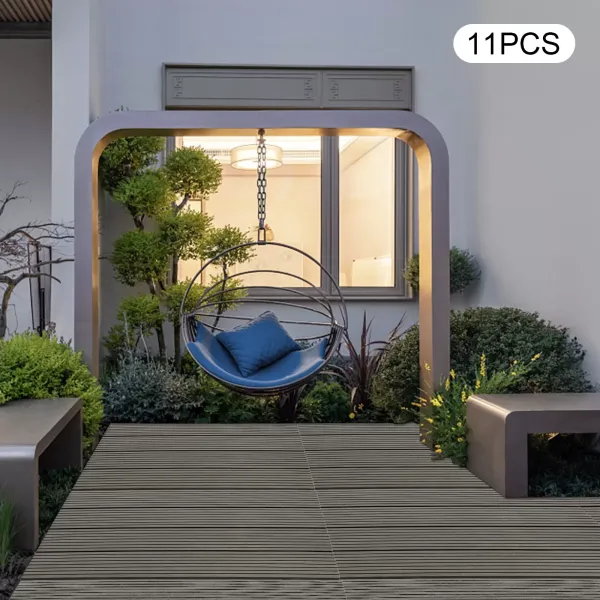 11 azulejos de madera y plástico para terrazas, 30 x 60 cm, de plástico, gris oscuro, suelos de juntas de plástico para terrazas, balcones, piscinas