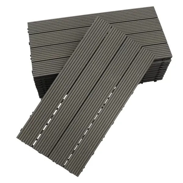 11 azulejos de madera y plástico para terrazas, 30 x 60 cm, de plástico, gris oscuro, suelos de juntas de plástico para terrazas, balcones, piscinas