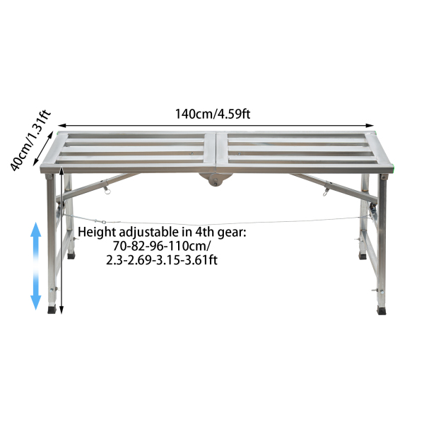 Plataforma de trabajo ajustable, escalera de tijera de acero, plataforma de andamio plegable portátil