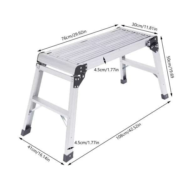 Plataforma de trabajo escalera, plataforma de trabajo plegable con plataforma, plataforma de trabajo con escalera plegable