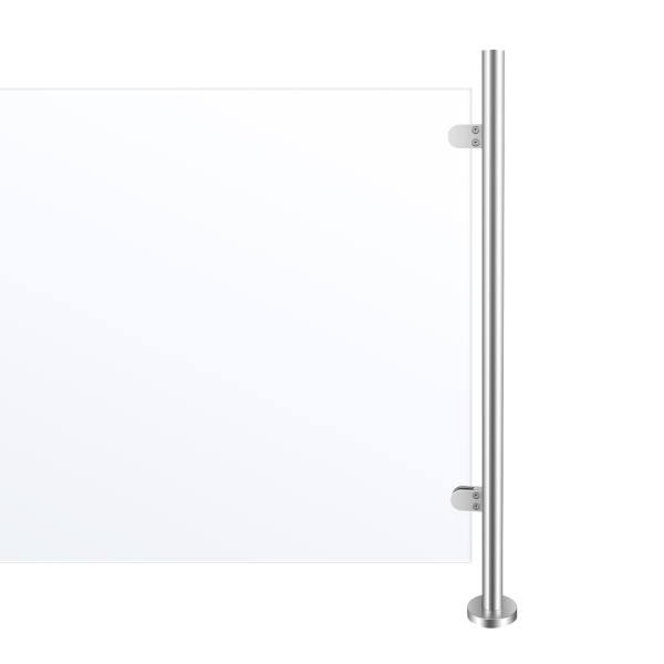 Barandilla de acero inoxidable, columna final de 110 cm, Capacidad de carga: 80 kg, Plata