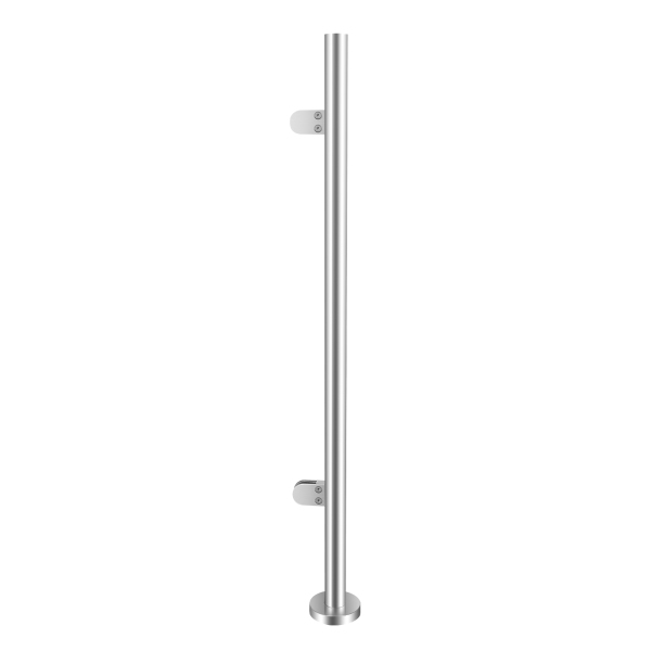 Barandilla de acero inoxidable, columna final de 110 cm, Capacidad de carga: 80 kg, Plata