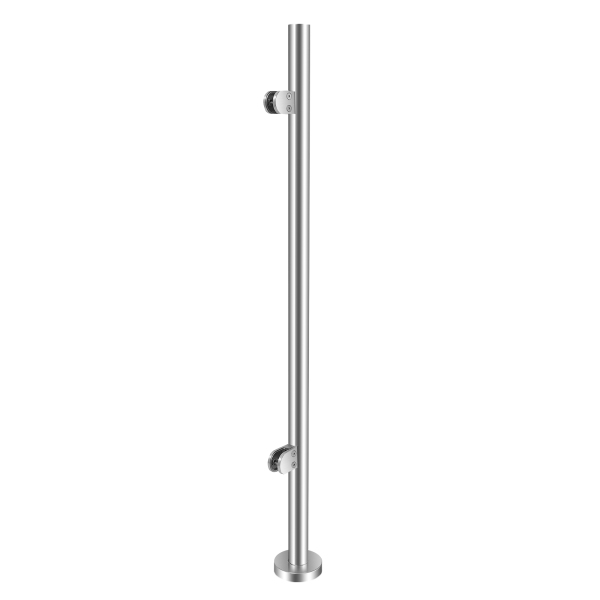 Barandilla de acero inoxidable, columna final de 110 cm, Capacidad de carga: 80 kg, Plata