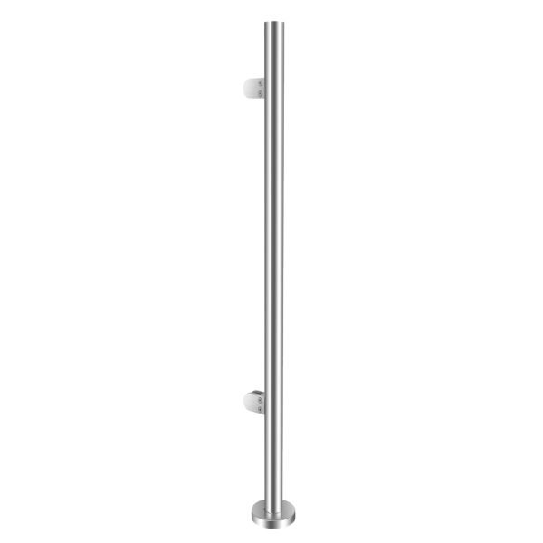 Barandilla de acero inoxidable, columna final de 110 cm, Capacidad de carga: 80 kg, Plata