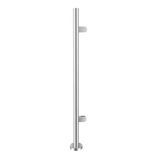 Barandilla de acero inoxidable, columna final de 110 cm, Capacidad de carga: 80 kg, Plata